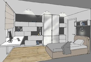 Заказать Блиц-дизайн-проект интерьеров «от производителей» для людей строящих свой дом, квартиру в г. Мадрид  . Спальня-кабинет 10,2 м2.